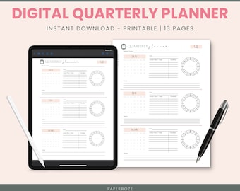 2024 Quarterly Goal Planner | Printable Weekly Planner, Digital Goal Worksheet