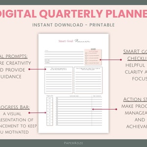 2024 Quarterly Goal Planner | Printable Weekly Planner, Digital Goal ...