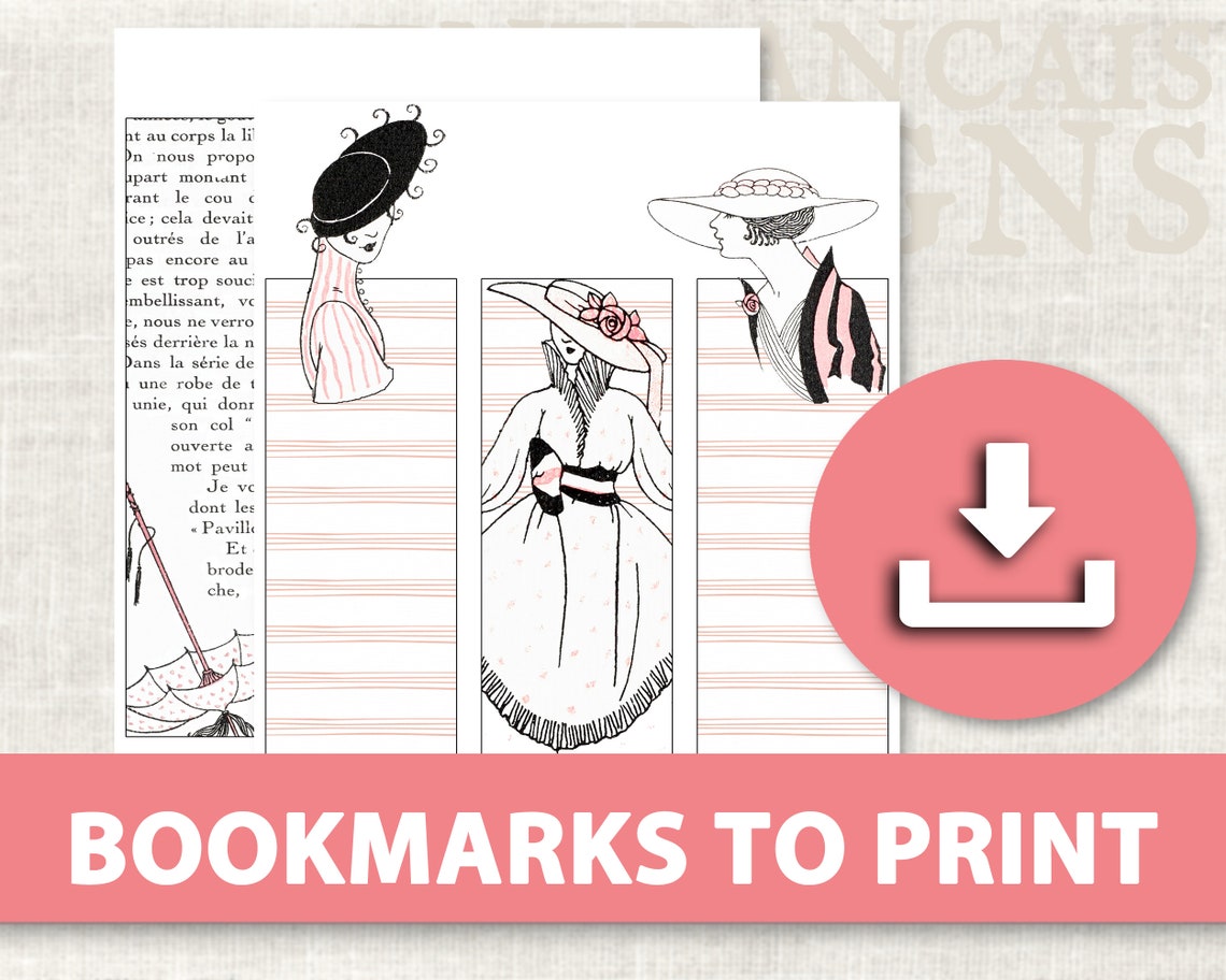 French Fashion Bookmark Printables French Vintage Junk - Etsy