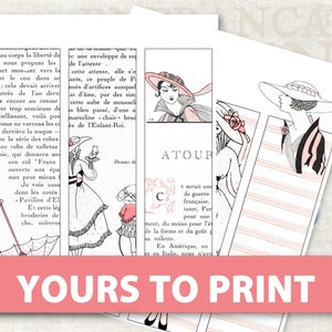 French Fashion Bookmark Printables French Vintage Junk Journal Digital ...