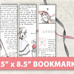 French Fashion Bookmark Printables French Vintage Junk Journal Digital ...