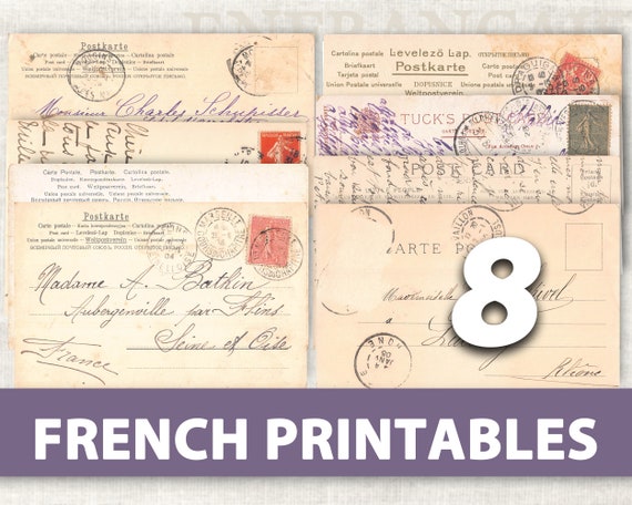 8 Vintage French Postcard Printables Digital Download - Etsy