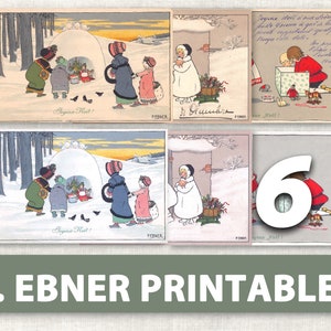 P. Ebner Postcard Printables | French Vintage Christmas | Junk Journal | Carte Postale | Digital Download | Papercraft Holiday
