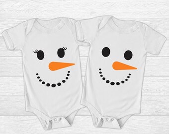 Snowman Snow Girl / Boy Infant Baby Bodysuit Onesie Romper