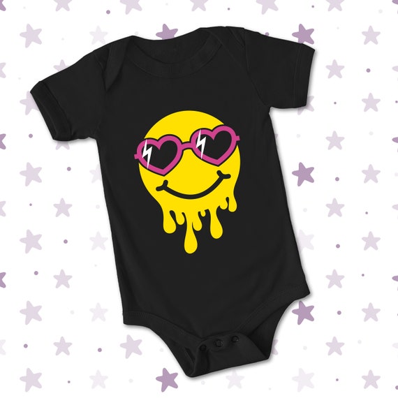 Dripping Happy Face Heart Sunglasses Infant Baby Bodysuit Onesie Romper 