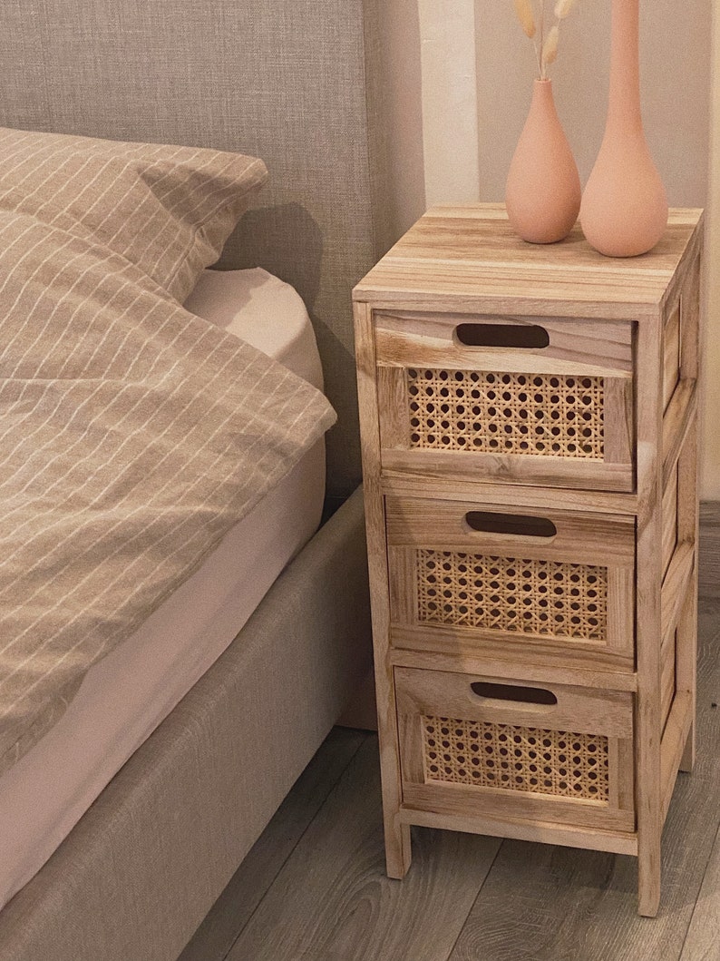 Rattan Cane Dresser Chest of Drawers Natural Etsy