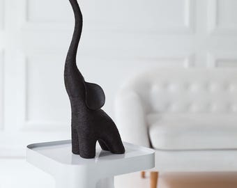 Large elephant decor, Black Elephant Figurine, 22 inch elephant, Handmade Home interior, modern art, large sculpture