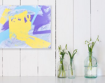 Yellow Abstraction, handmade, wall painting ,real art, LiLoByLiLo