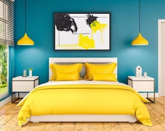 Lemon abstract, large wall painting, original art, acrylic abstract, LiLoByLiLo
