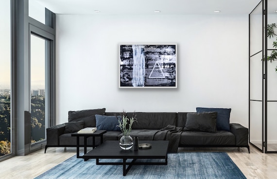 A genuinely original large-format abstract acrylic with a distinctly strange, dimensional quality — real one-of-a-kind studio art you won't see duplicated.