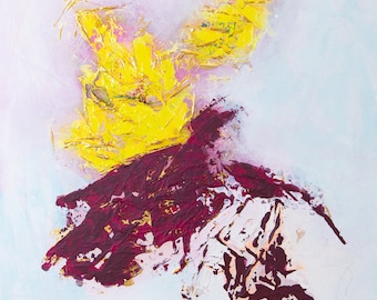 Hummingbird, Bird, Acrylic abstraction, Large wall art, Handmade, stretched canvas, LiLoByLiLo