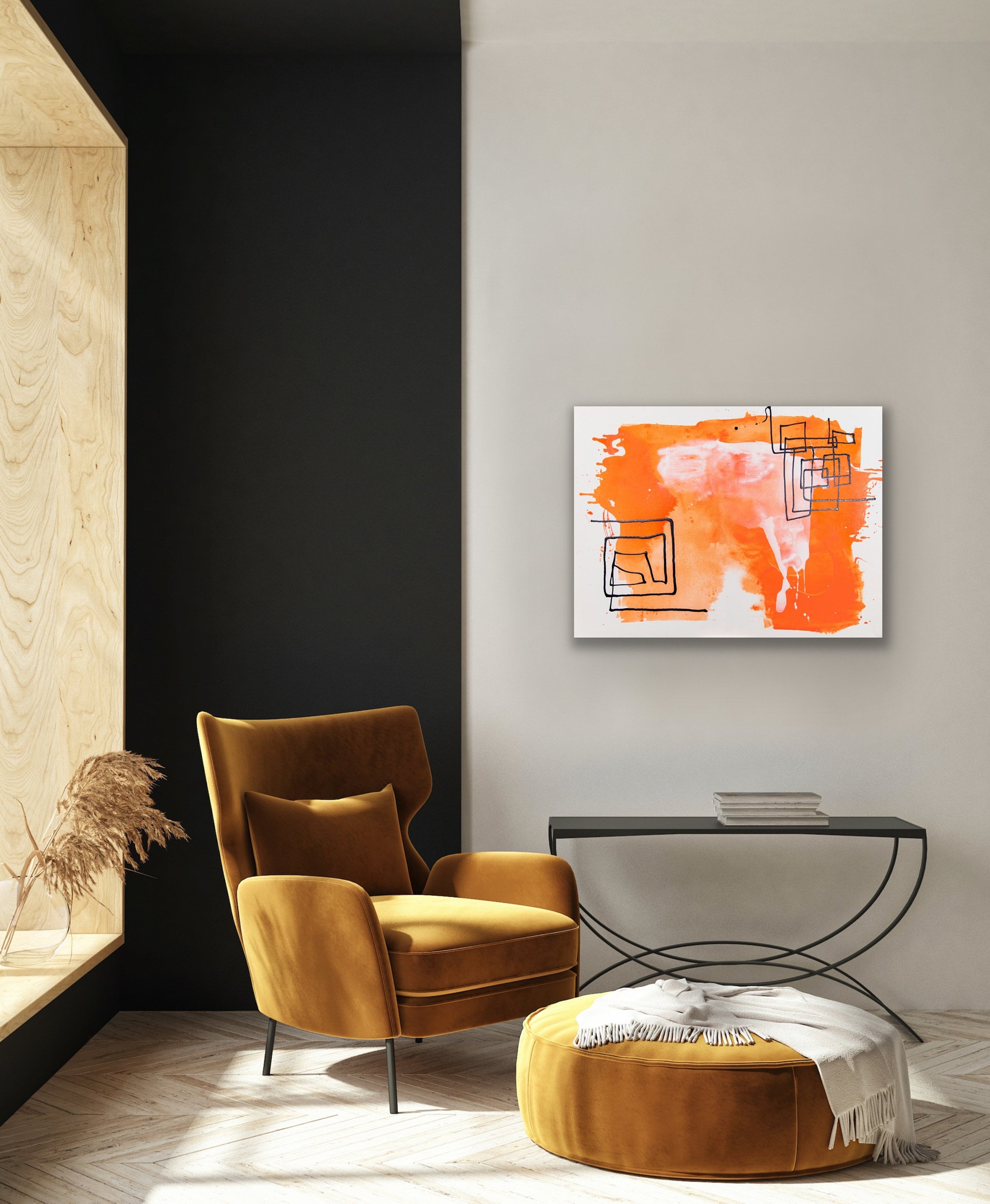 Orange, Abstract, Large Wall Art, Handmade, Collection , Lilobylilo - Etsy, image size:2468x3000