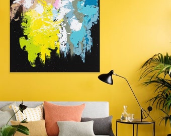 Large wall painting, bright colors, handmade, real painting, LiLoByLiLo