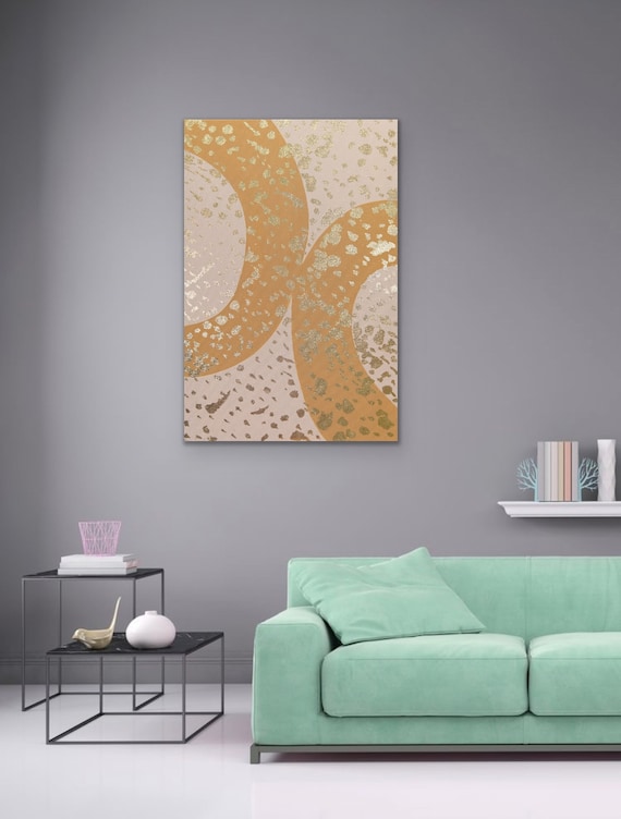Gold Wall Painting Large Picture Handmade Lilobylilo Etsy