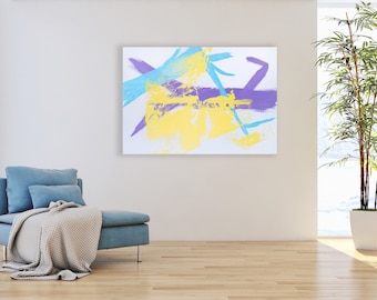 Yellow Abstraction, Large Wall Art, Acrylic Abstract, Handmade, Vibrant Colors, Real Art, Stretched Canvas, LiLoByLiLo