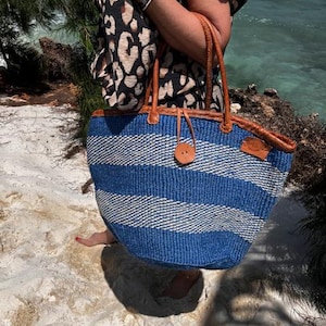 Bolso cesta XXL, cesta de la compra, compras, bolsa de playa, Kiondo, tejido a mano, hecho a mano, cesta de la compra, bolso, cesta, boho, Kenia, África, hobo
