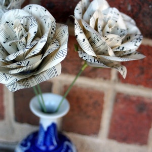 Sheet Music Recycled Paper Roses: Music teacher gift, musical wedding, music lover