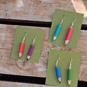 Upcycled colored pencil earrings- teacher gift,  artist gift,  creative gift