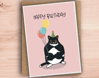 Tuxedo Cat Greeting Card - Etsy