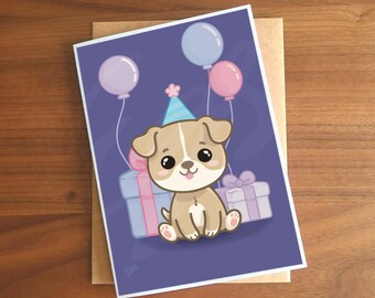 Pitbull Puppy Birthday Card – Cute Dog Lover Greeting (Digital)