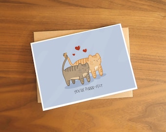 You're Purr-fect Cat Anniversary Card | A6 Size | Blank Inside