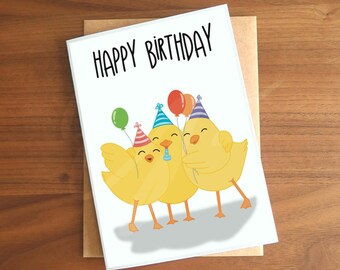 Party Fowl Chicken Birthday Card | A6 Size | Blank Inside