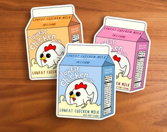Chicken Milk Vinyl Sticker: Funny Surreal Art Decal
