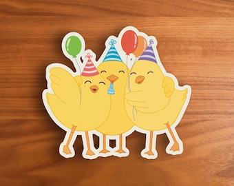 Funny Chicken Party Matte Vinyl Sticker - Farm Animal Birthday Gift