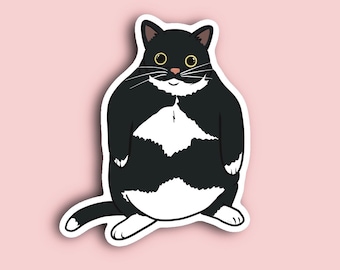 Autocollant en vinyle mat Fat Cat Tuxedo Kitty
