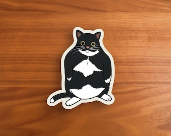 Tuxedo Cat Sticker – Chonky Kitty Waterproof Vinyl Decal