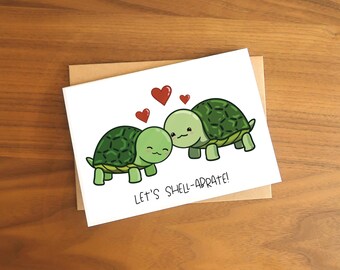 Let’s Shell-abrate Turtle Anniversary Card | A6 Size | Blank Inside