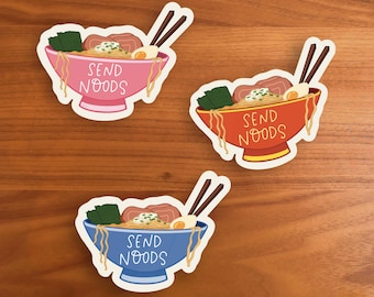 Send Noods Ramen Bowl Sticker - Funny Foodie Gift