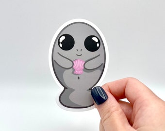 Cute Manatee Matte Vinyl Sticker - Ocean Animal, Beach Vibe
