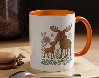 Moose and Baby Ceramic Mug, Father's Day Gift
