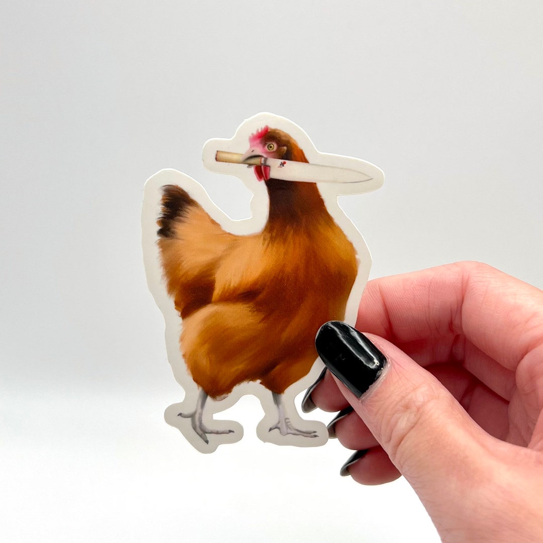 Chicken Chef Knife Glossy Vinyl Sticker - Etsy