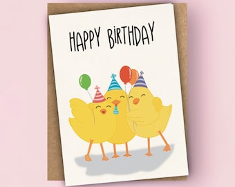 Joyeux anniversaire Célébration drôle de poulet | Carte de vœux A6 « Party Fowl »