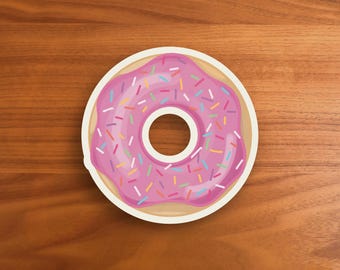 Pink Sprinkle Donut Sticker, Kawaii Dessert Decal