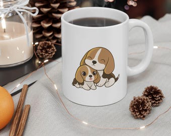 Beagle Dogs Ceramic Coffee Mug, Cute Animal Lover Gift (11oz or 15oz)