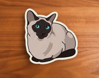 Siamese Cat Loaf Sticker - Waterproof Vinyl Pet Art