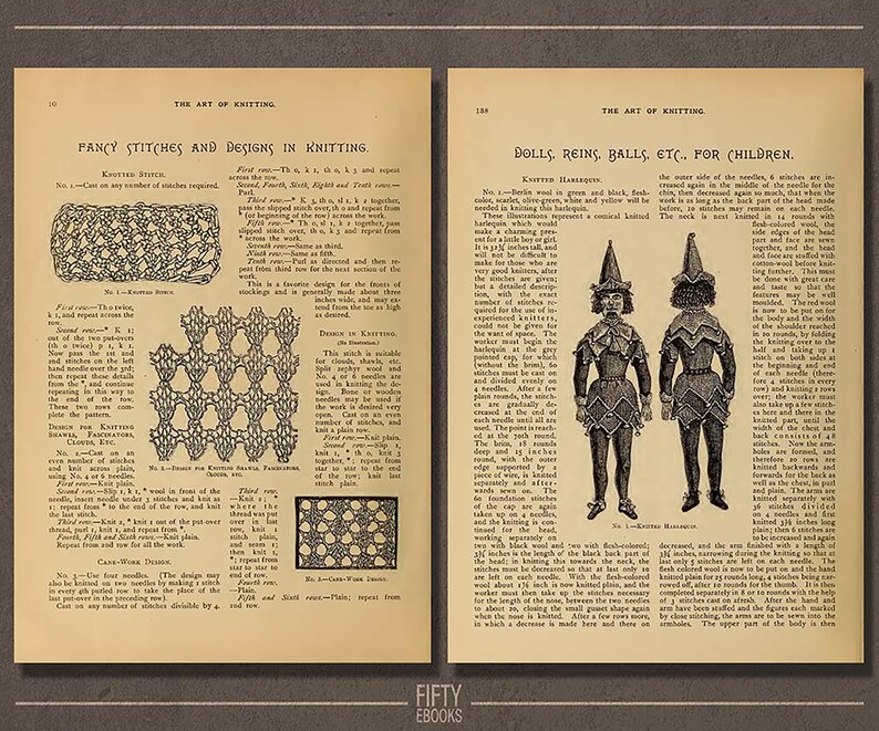 Knitting Book Collection Digital Download Patterns Needlework Crochet