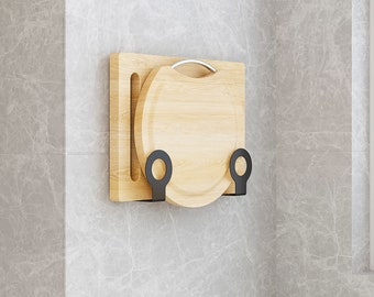 Wall Mounted Pot Lid and Cutting Boards Rack