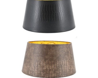 Large lampshade for floor and hanging lamps faux leather shade brown or black Ø 50 cm