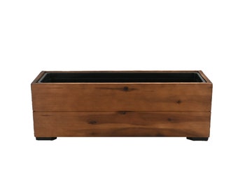 Jardinière en bois d'acacia 62 x 20,5 cm avec insert 500452