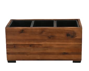 Plant box flower box planter acacia wood 51 x 20.5 cm with insert