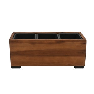 Plantenbak bloembak plantenbak acaciahout 42 x 15,5 cm met inzet 500466