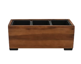 Plant box flower box planter acacia wood 42 x 15.5 cm with insert 500466