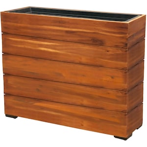 Kruka, planteringslåda, blomlåda, akaciaträ, 83x21x62 cm med insats (54009)