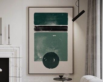 Art mural imprimable minimaliste vert émeraude, décoration masculine abstraite en téléchargement numérique Japandi