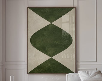Plant Green Minimal Instant Download Art, Moss Green Aesthetic Home Decor, Dark Green Industrial Abstract Print, Green Japandi Printable Art