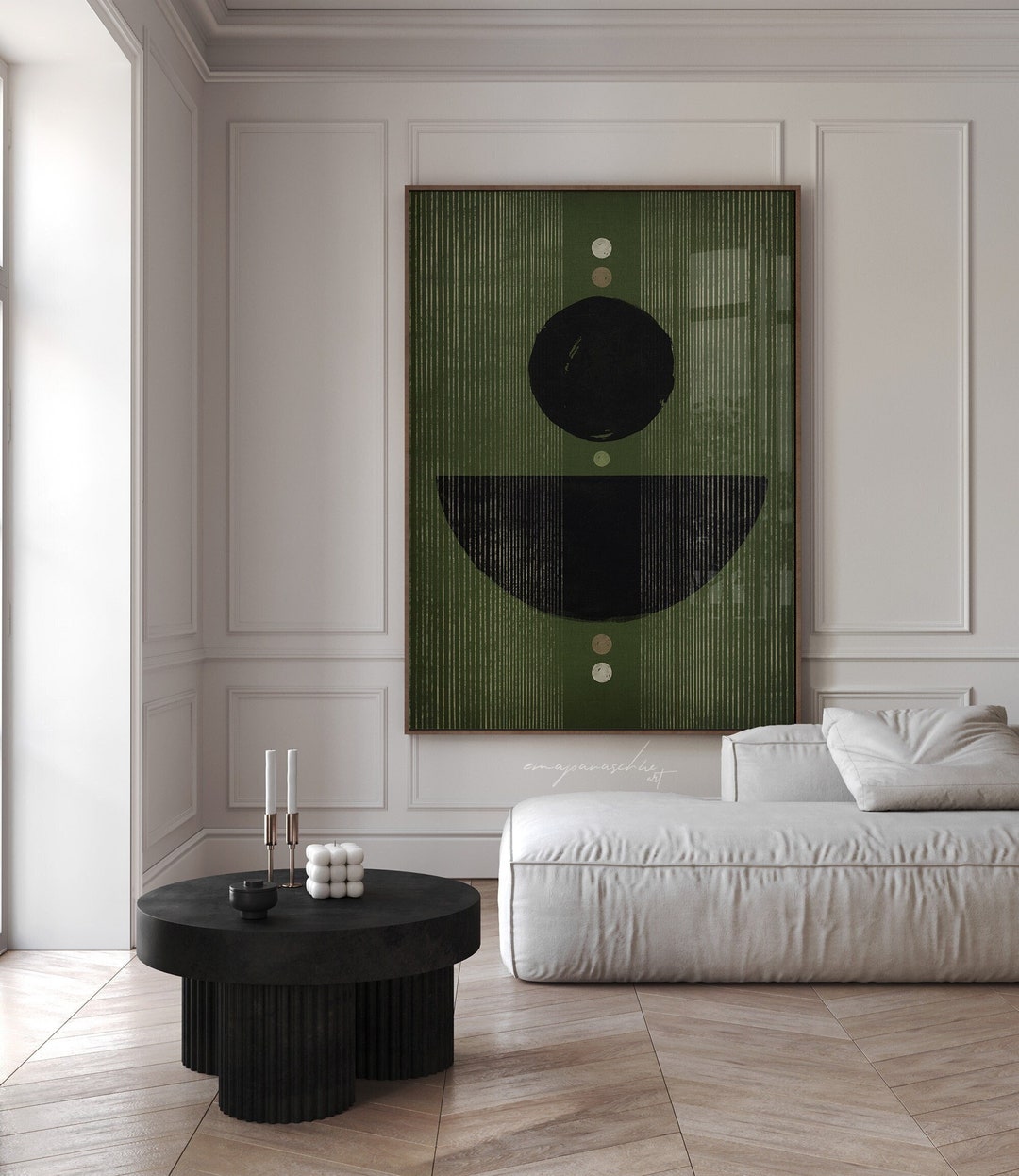 Dark Green Black Wabi Sabi Printable Wall Art, Minimalist Abstract ...